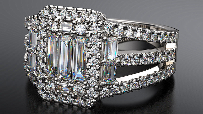 Split Band Baguette Engagement Ring - Australian Diamond Network