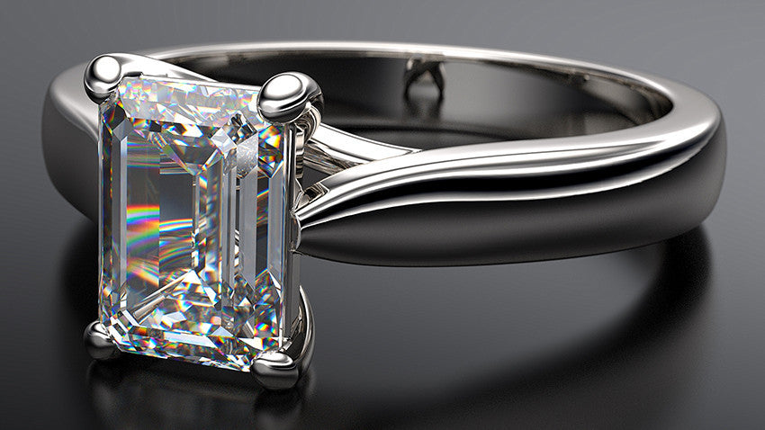 emerald cut solitaire diamond platinum engagement ring - Australian Diamond Network