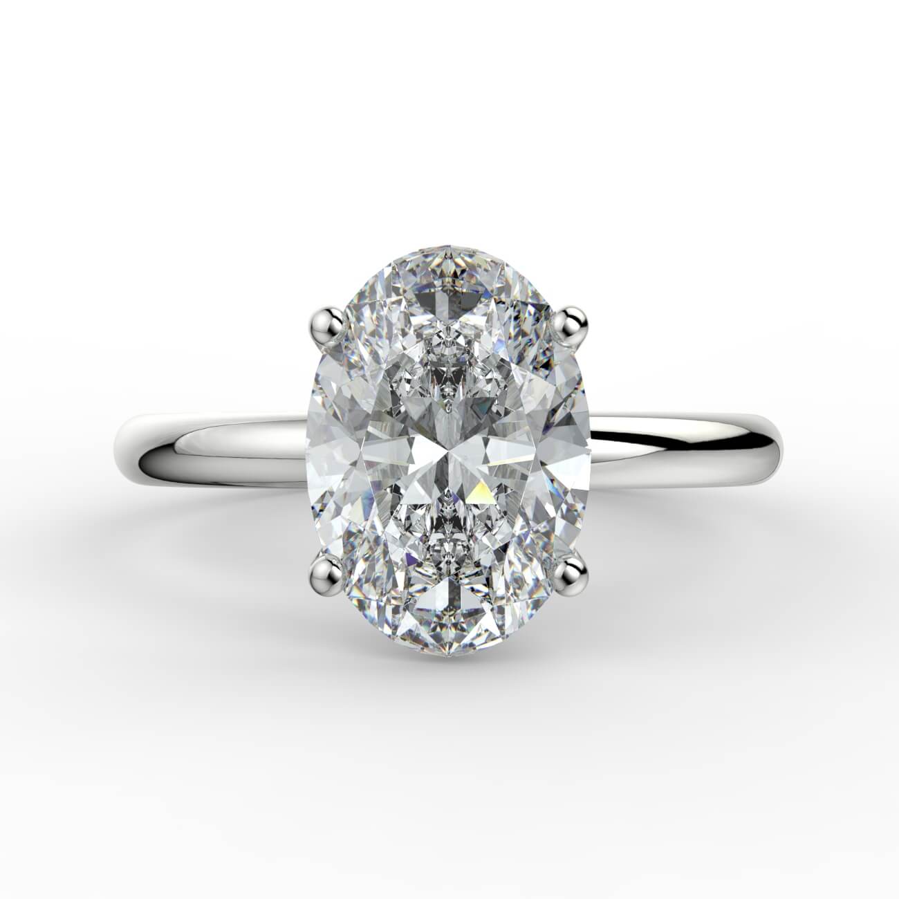 Solitaire oval diamond engagement ring in white gold – Australian Diamond Network