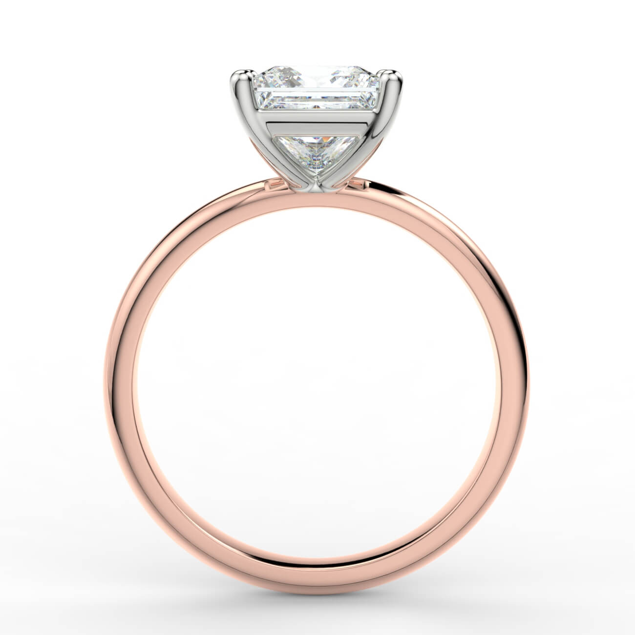 Solitaire princess cut diamond engagement ring in rose and white gold – Australian Diamond Network