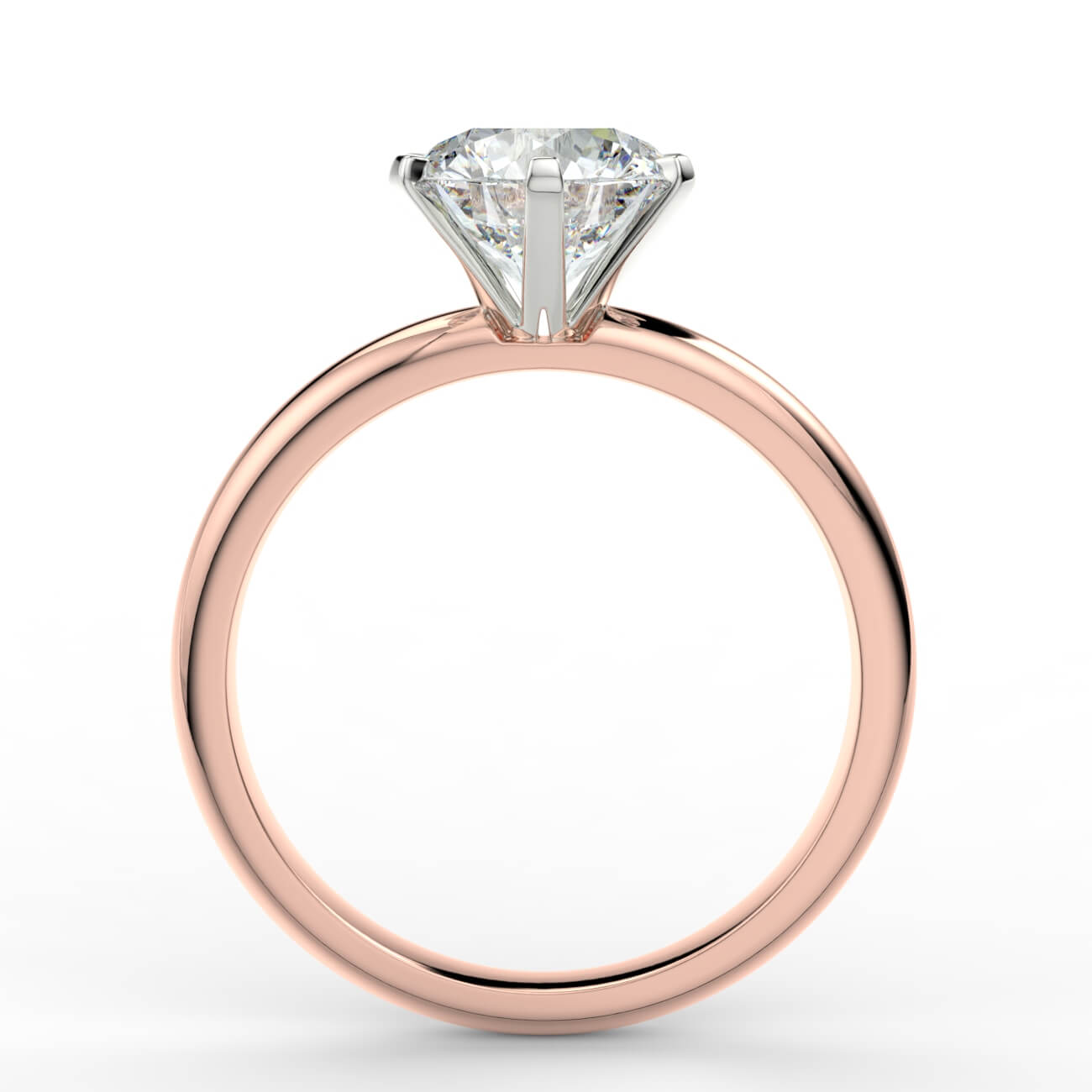 Comfort fit 6 claw solitaire diamond ring in rose and white gold – Australian Diamond Network
