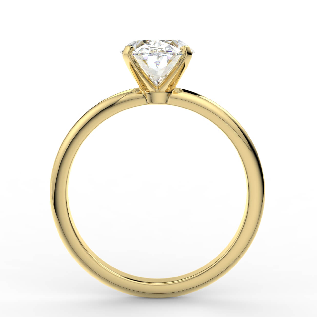 Tapering Band Solitaire Engagement Ring – Oval Shape Version