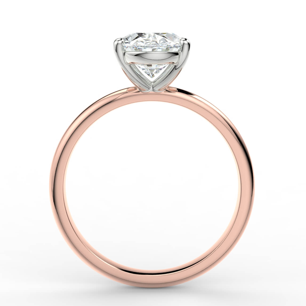 Comfort fit 4 claw oval solitaire diamond ring in rose and white gold – Australian Diamond Network