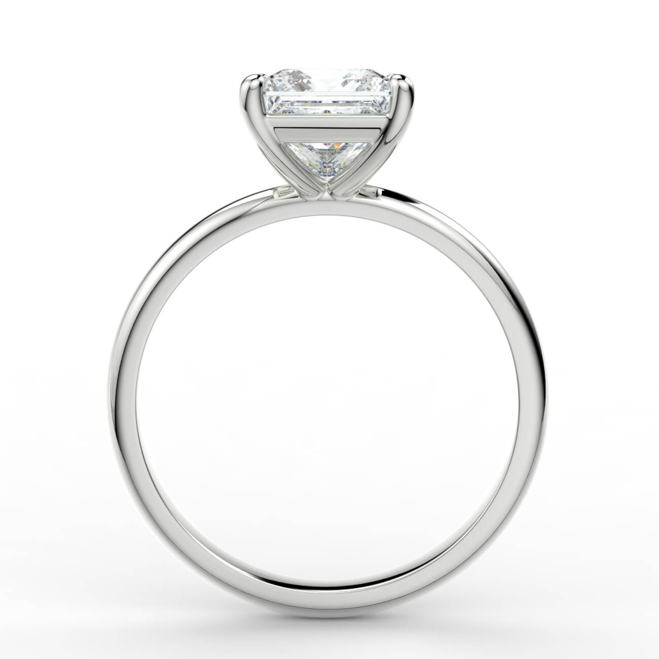 Comfort fit 4 claw princess cut solitaire diamond ring in white gold – Australian Diamond Network