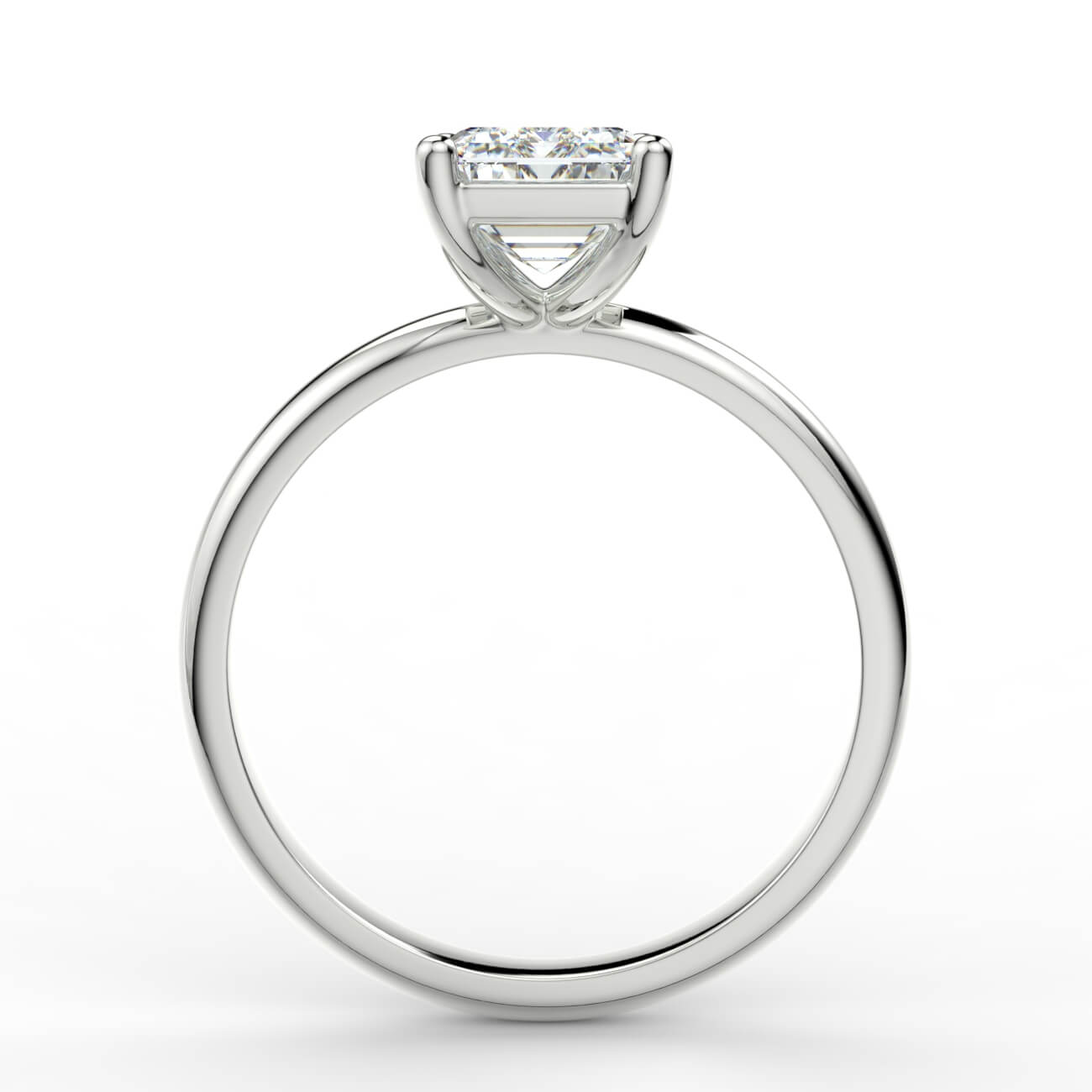 Comfort fit 4 claw emerald cut solitaire diamond ring in white gold – Australian Diamond Network