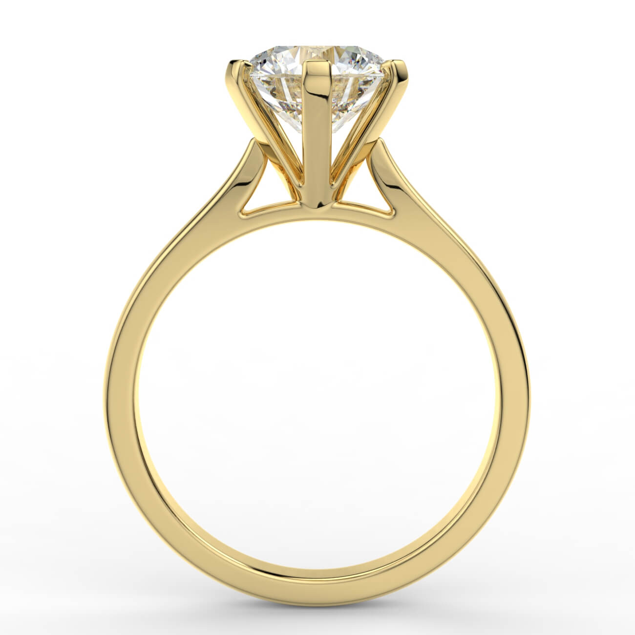 Round brilliant cut diamond cathedral engagement ring in yellow gold – Australian Diamond Network