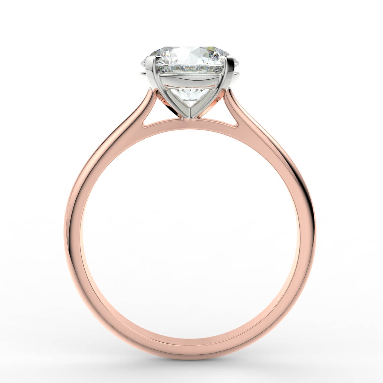 Round brilliant cut diamond cathedral engagement ring in rose and white gold – Australian Diamond Network