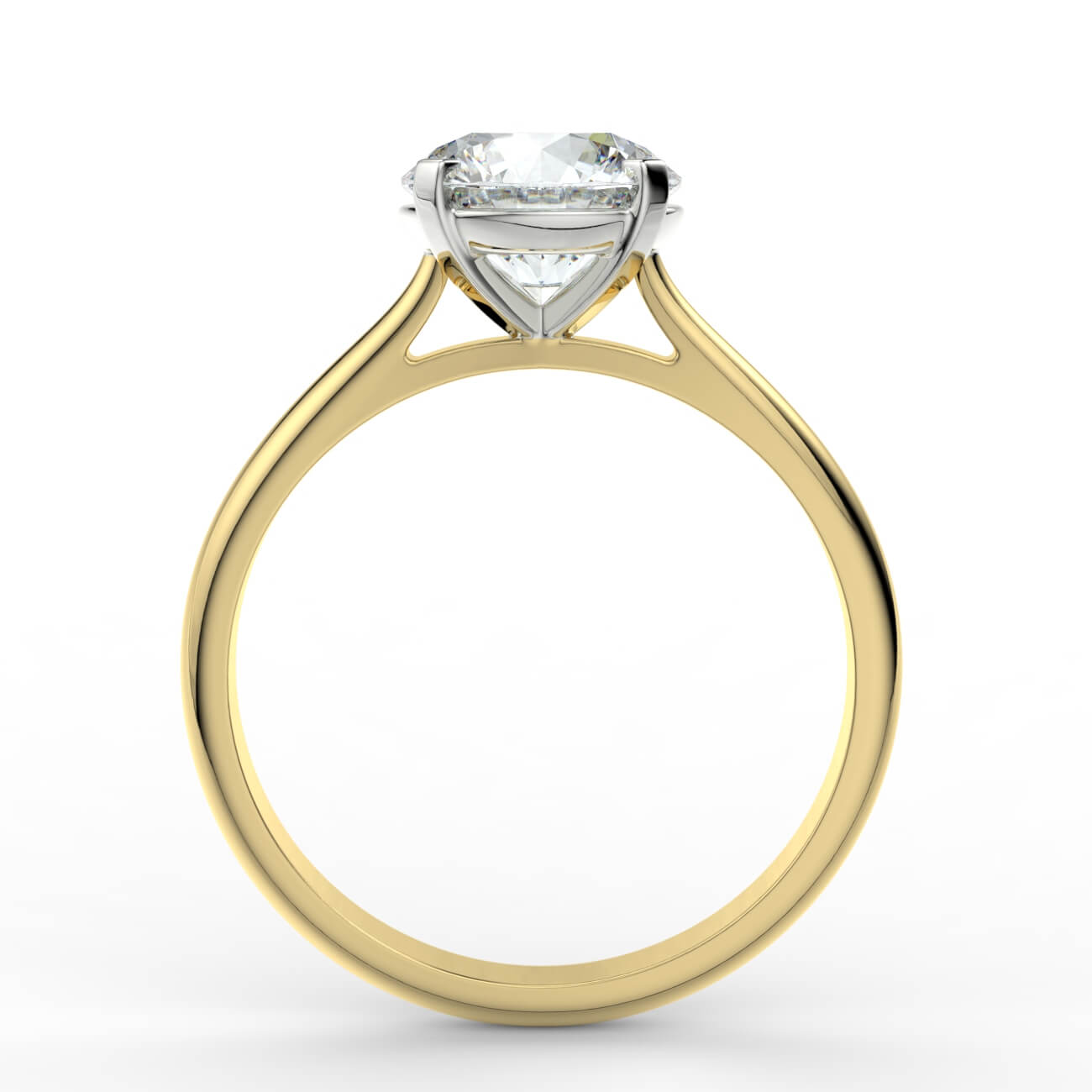 Round brilliant cut diamond cathedral engagement ring in yellow and white gold – Australian Diamond Network
