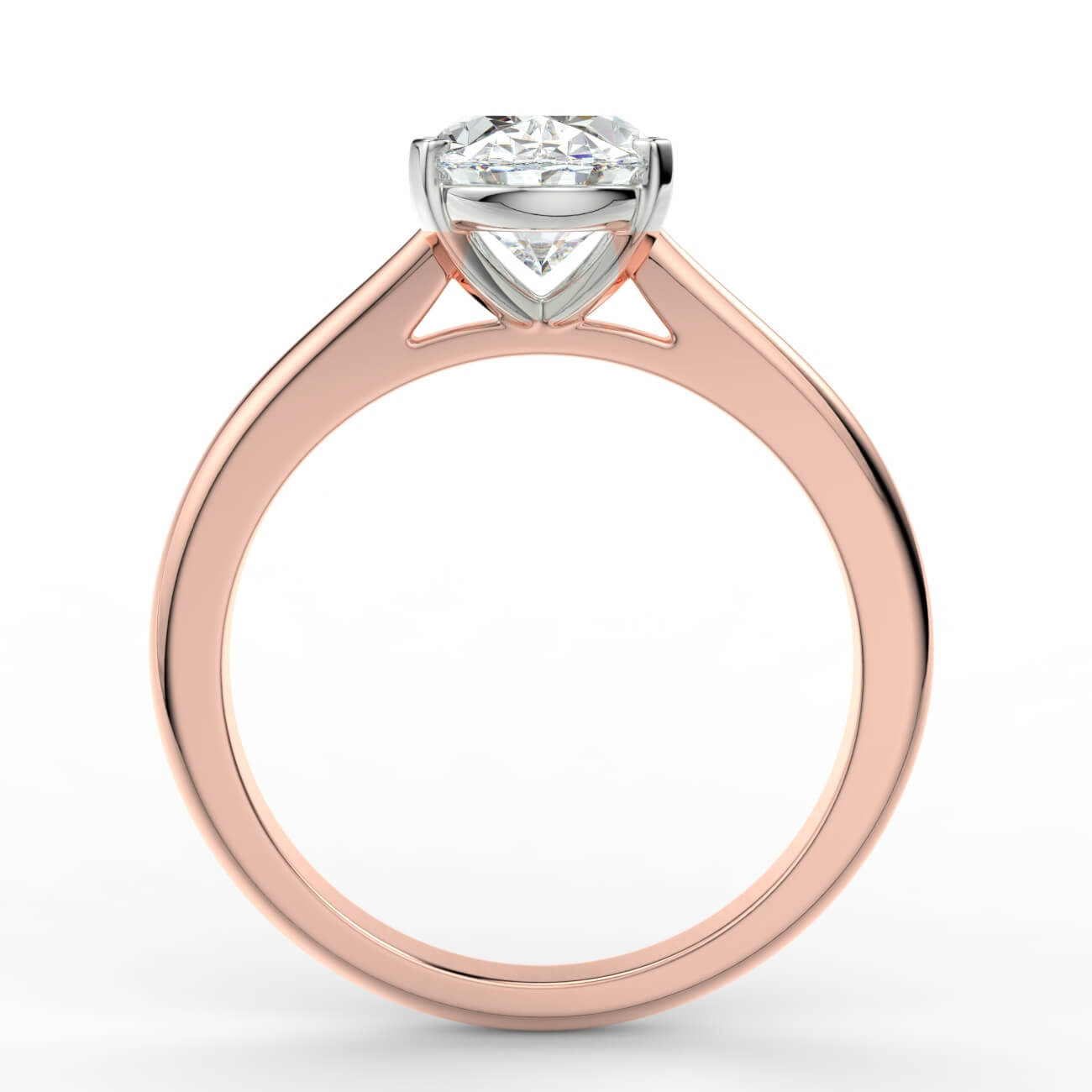 Oval cut diamond cathedral engagement ring in rose and white gold – Australian Diamond Network