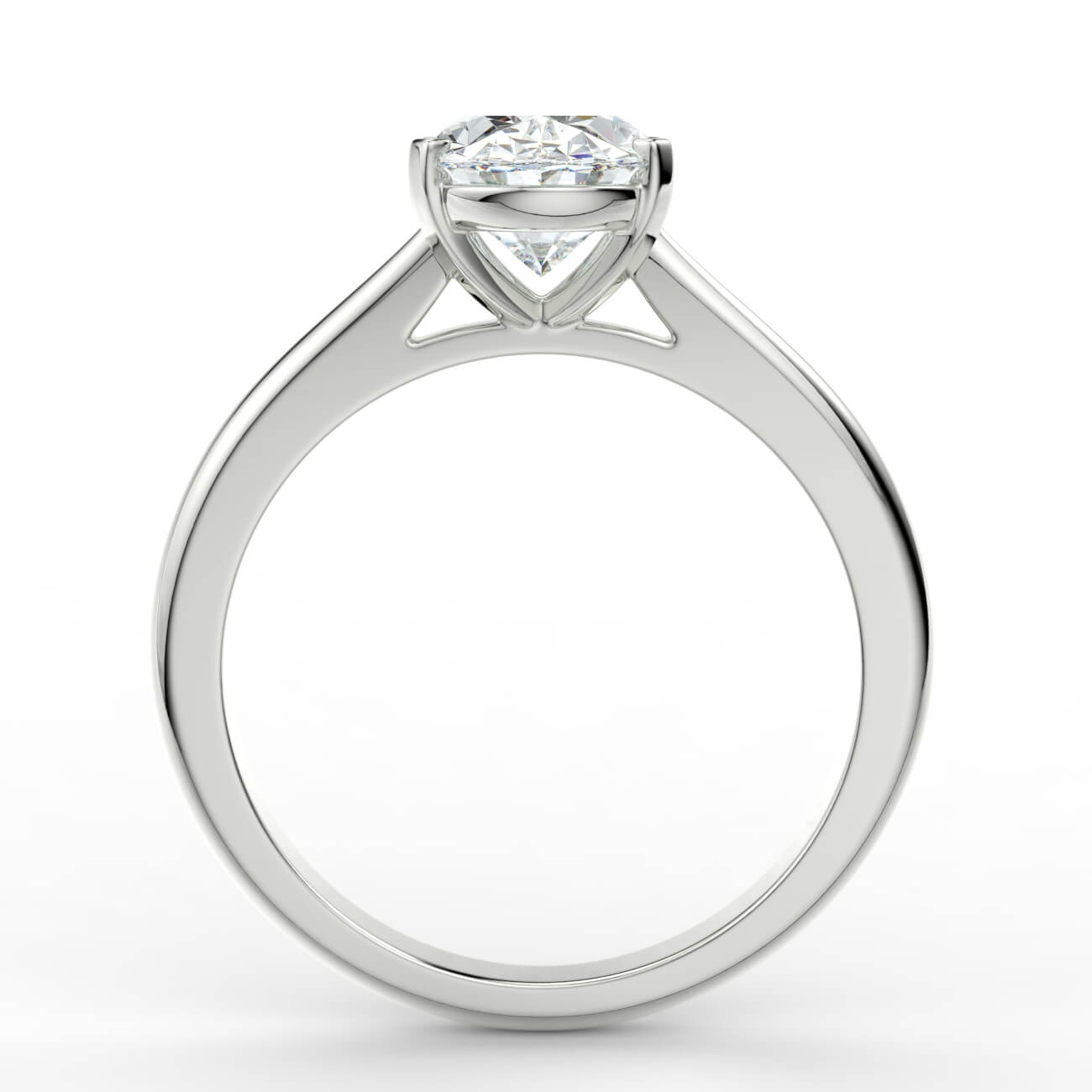 Oval cut diamond cathedral engagement ring in white gold – Australian Diamond Network