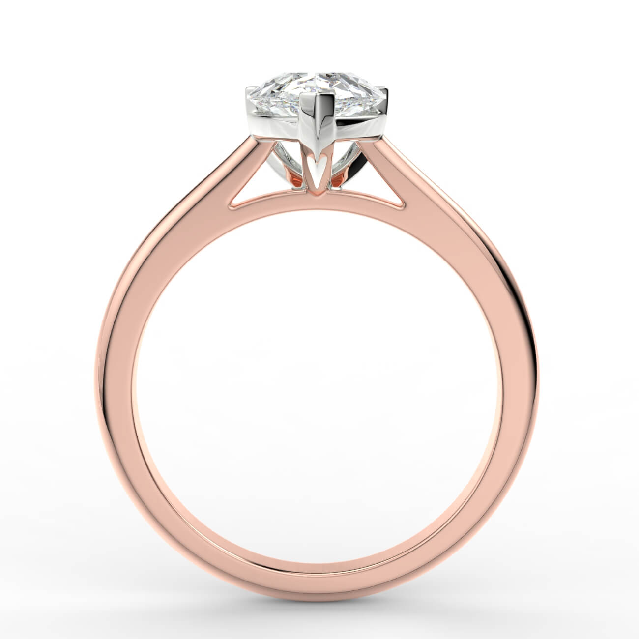 Pear cut diamond cathedral engagement ring in rose and white gold – Australian Diamond Network