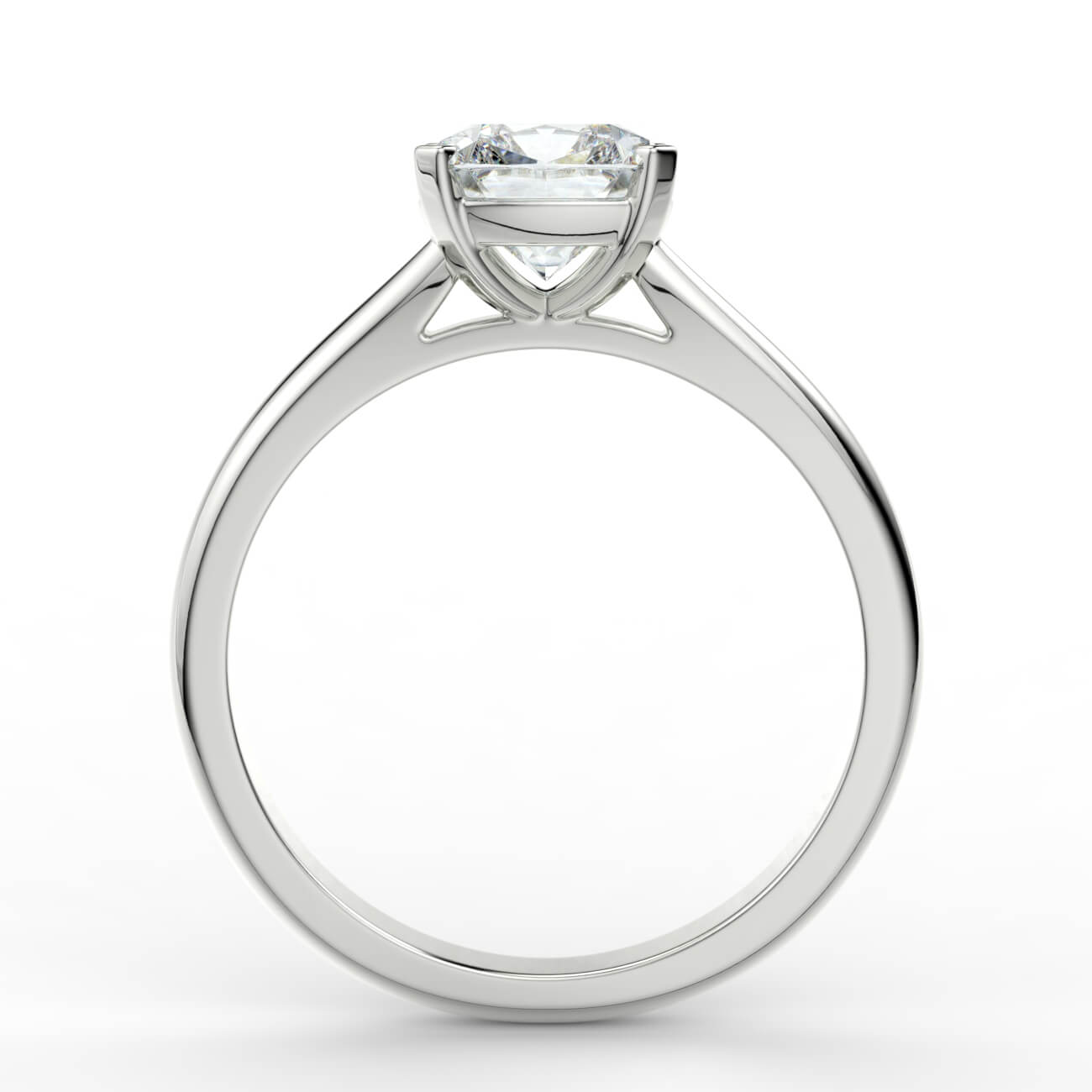 Cushion cut diamond cathedral engagement ring in white gold – Australian Diamond Network