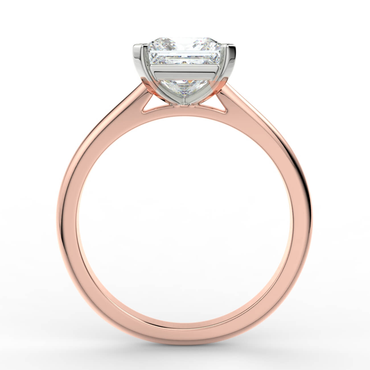 Princess cut diamond cathedral engagement ring in rose and white gold – Australian Diamond Network