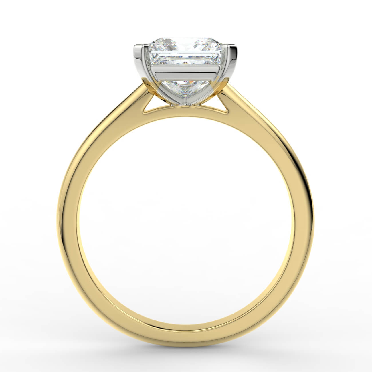 Princess cut diamond cathedral engagement ring in yellow and white gold – Australian Diamond Network