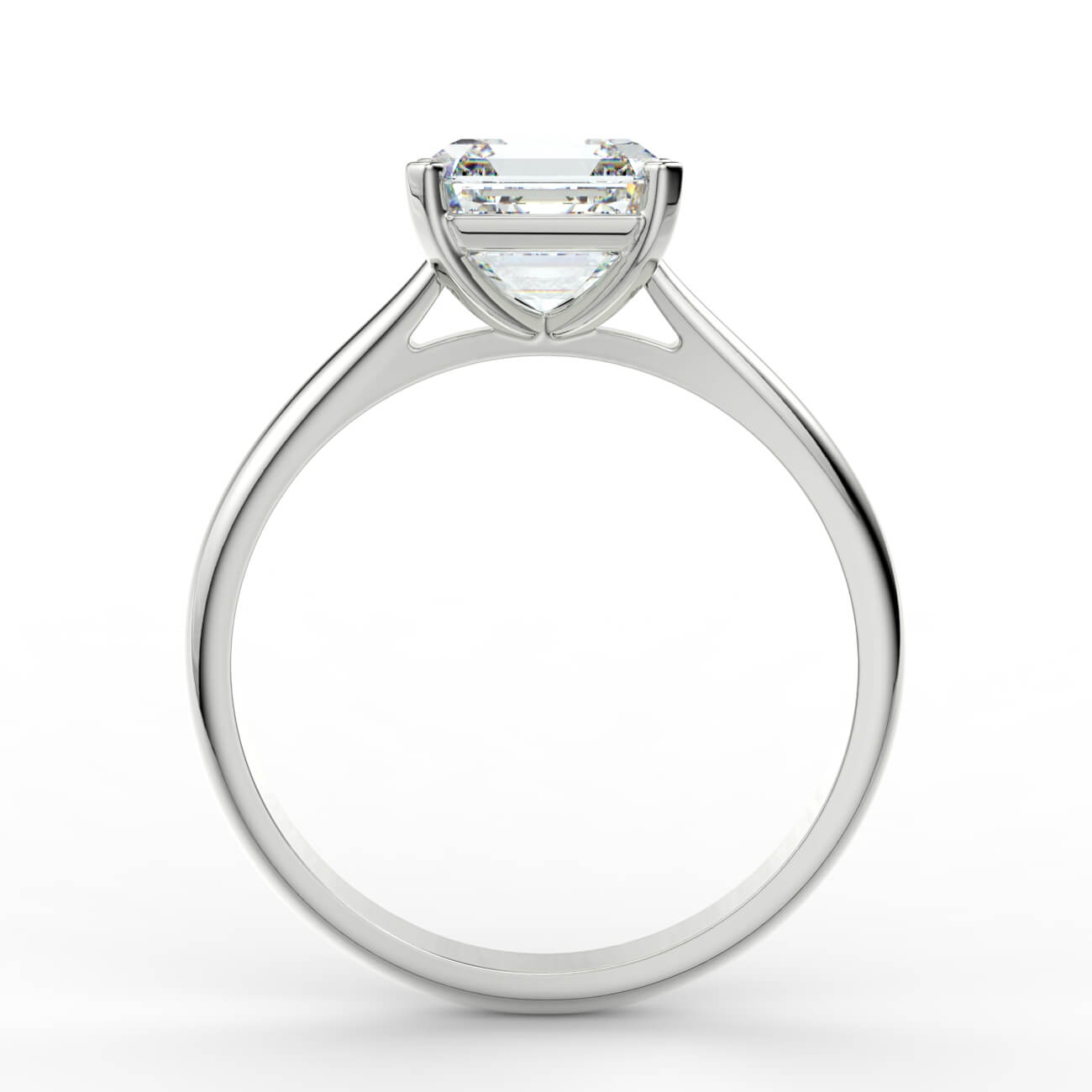 Asscher cut diamond cathedral engagement ring in white gold – Australian Diamond Network