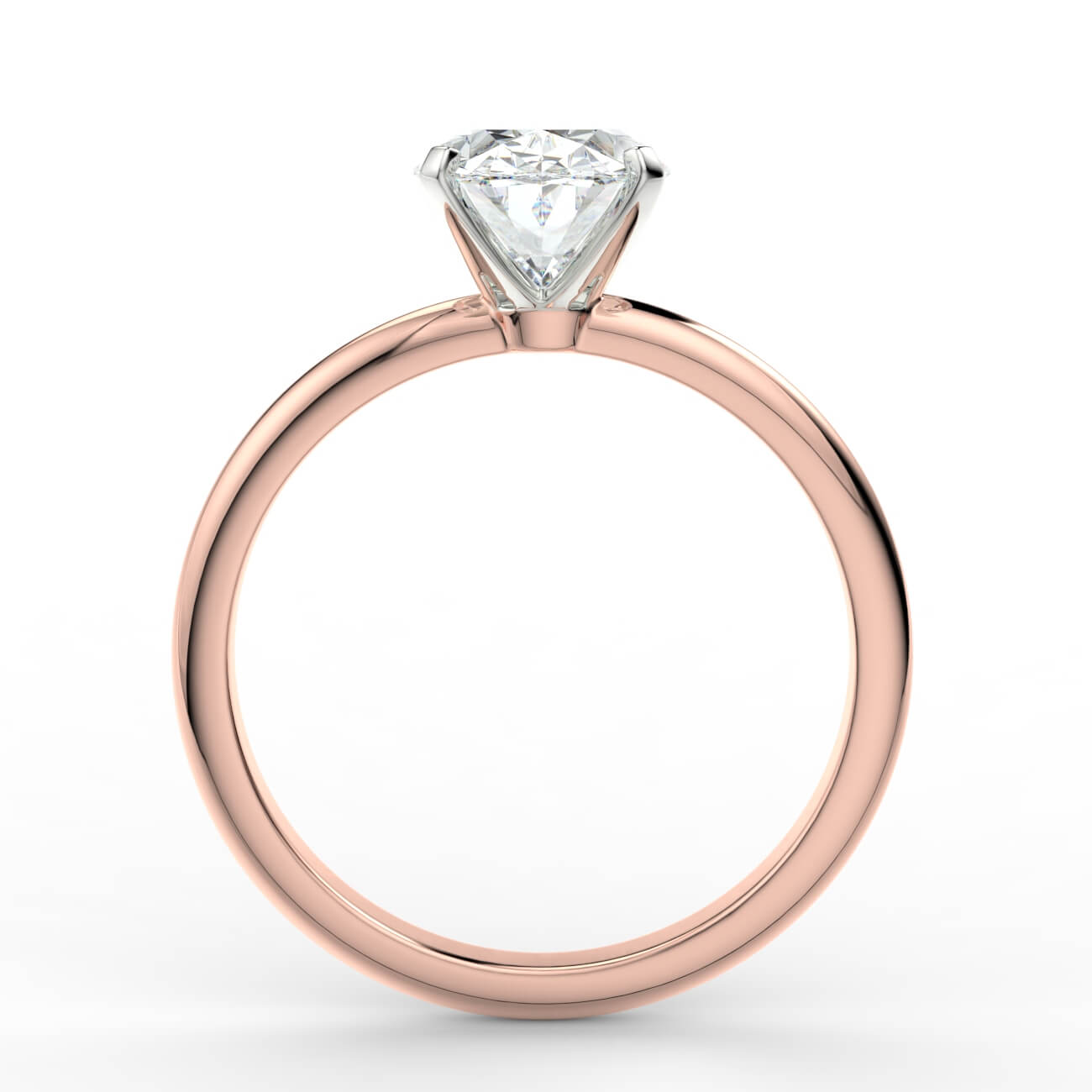 Knife-edge solitaire oval diamond engagement ring in rose and white gold – Australian Diamond Network