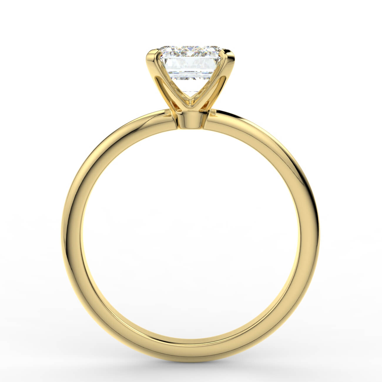 Knife-edge solitaire emerald cut diamond engagement ring in yellow gold – Australian Diamond Network