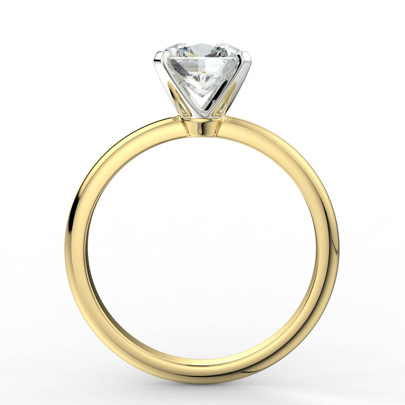Knife-edge solitaire cushion cut diamond engagement ring in yellow and white gold – Australian Diamond Network