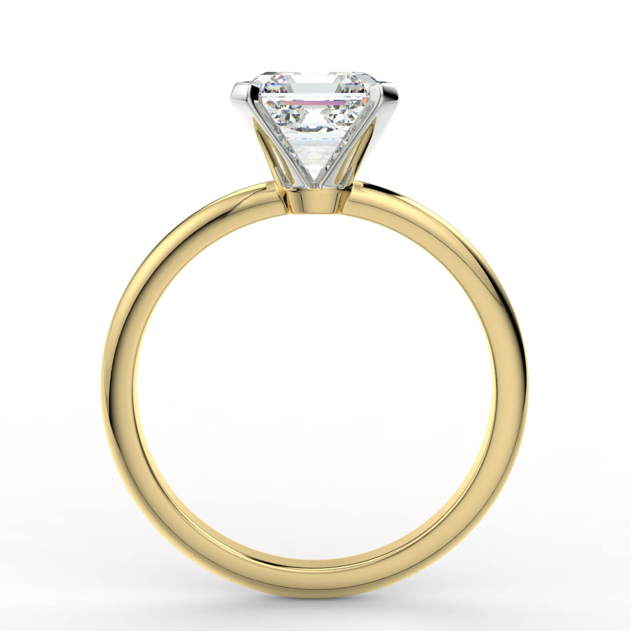 Knife-edge solitaire asscher cut diamond engagement ring in yellow and white gold – Australian Diamond Network