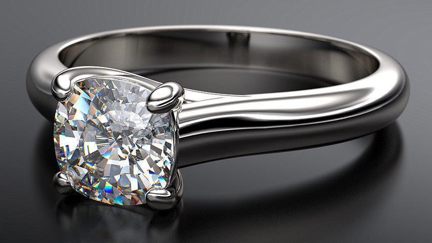 cushion cut solitaire diamond platinum engagement ring - Australian Diamond Network