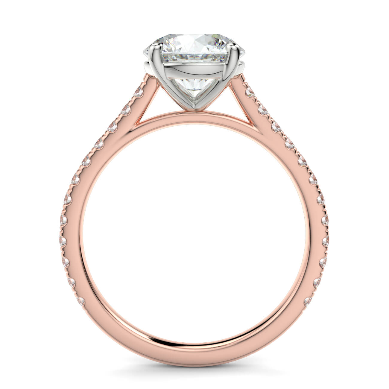 Classic cathedral diamond engagement ring in rose and white gold – Australian Diamond Network