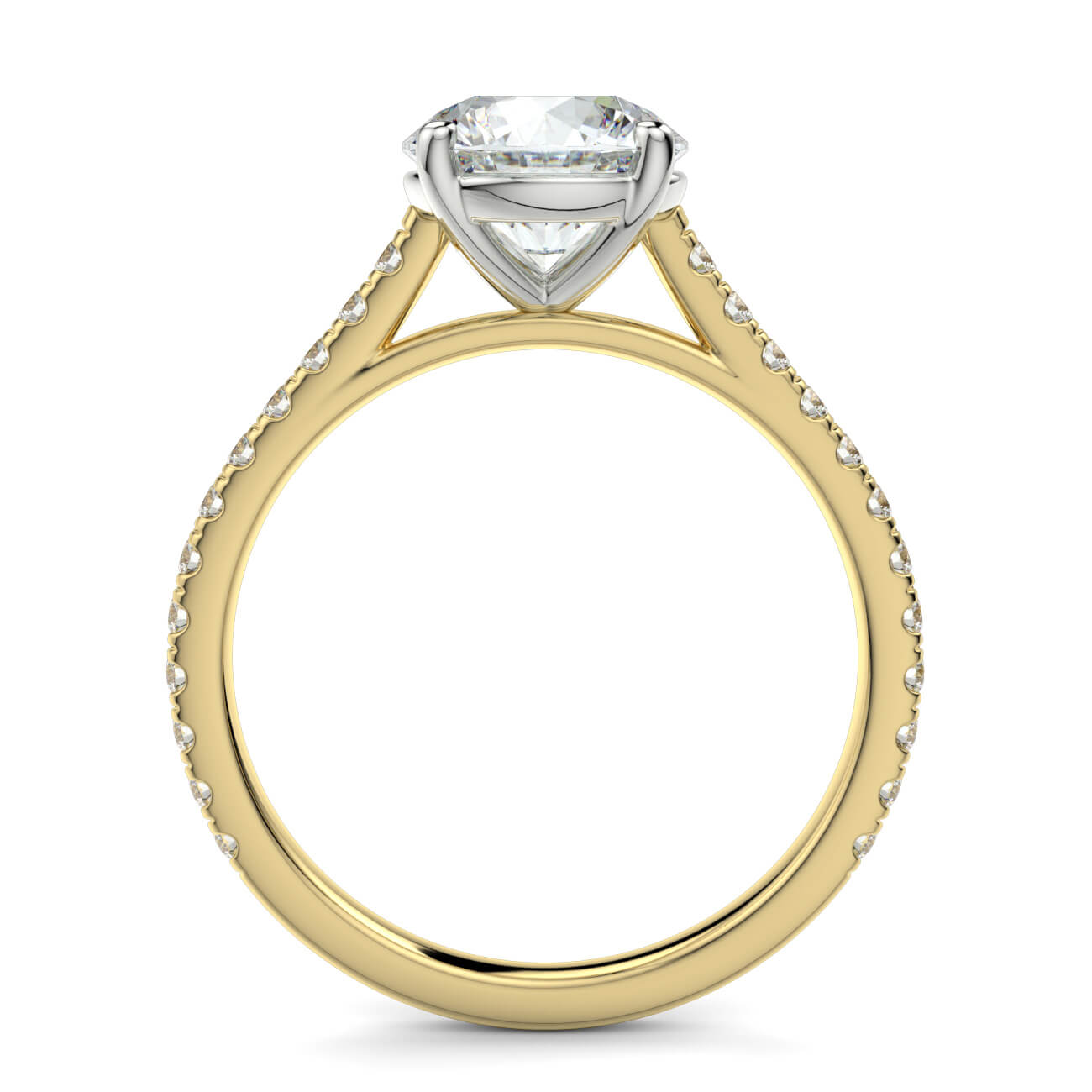 Classic cathedral diamond engagement ring in yellow and white gold – Australian Diamond Network