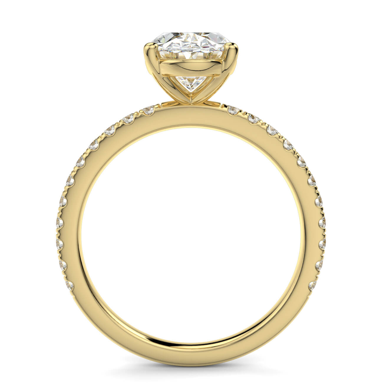 Classic Oval Shape Pavé Diamond Engagement Ring in 18k Yellow Gold – Australian Diamond Network