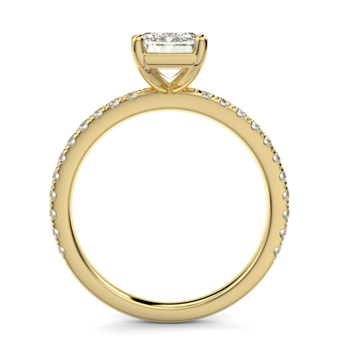 Classic Emerald Cut Pavé Diamond Engagement Ring in 18k Yellow Gold – Australian Diamond Network