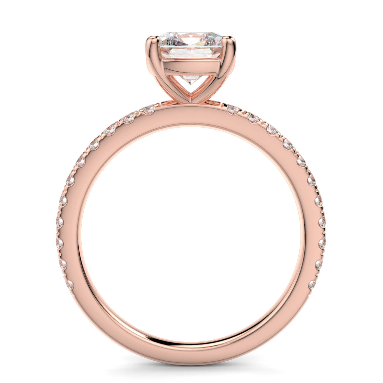 Classic Cushion Cut Pavé Diamond Engagement Ring in 18k Rose Gold – Australian Diamond Network