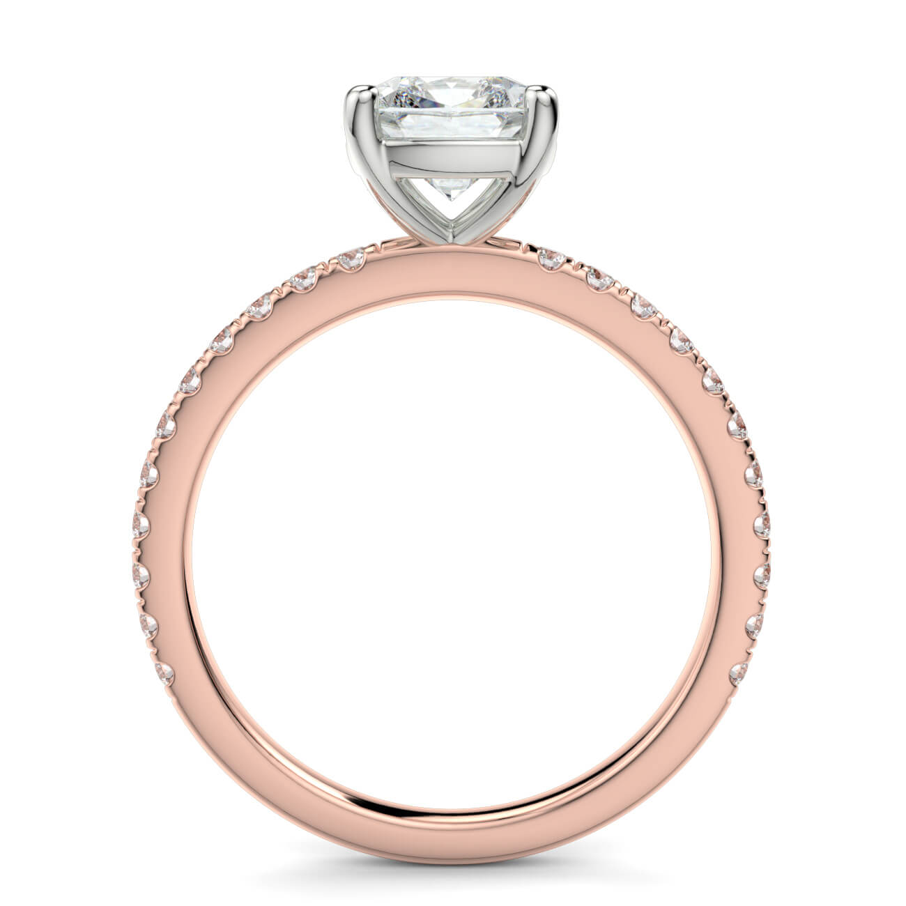 Classic Cushion Cut Pavé Diamond Engagement Ring in 18k Rose and White Gold – Australian Diamond Network