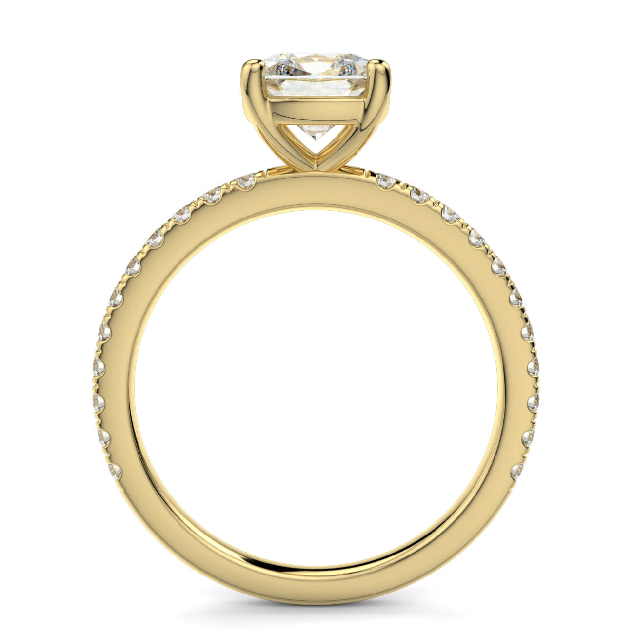 Classic Cushion Cut Pavé Diamond Engagement Ring in 18k Yellow Gold – Australian Diamond Network