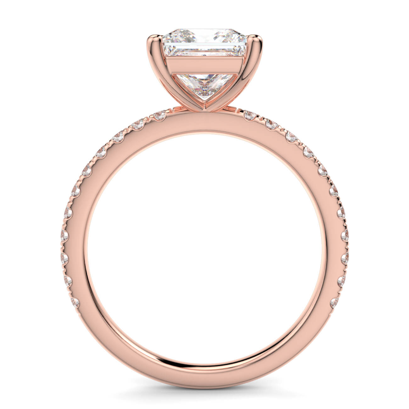 Classic Princess Cut Pavé Diamond Engagement Ring in 18k Rose Gold – Australian Diamond Network