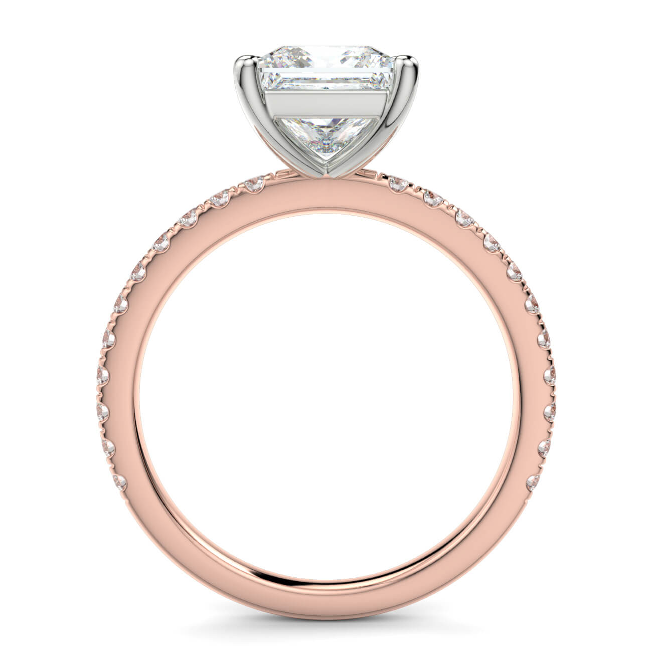 Classic Princess Cut Pavé Diamond Engagement Ring in 18k Rose and White Gold – Australian Diamond Network