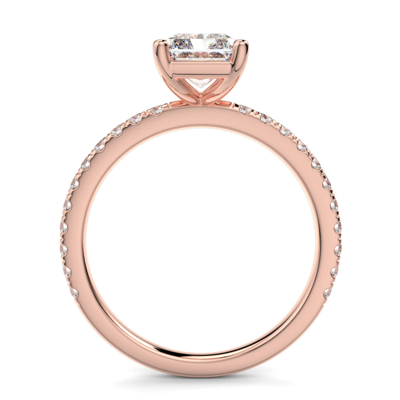 Classic Radiant Cut Pavé Diamond Engagement Ring in 18k Rose Gold – Australian Diamond Network