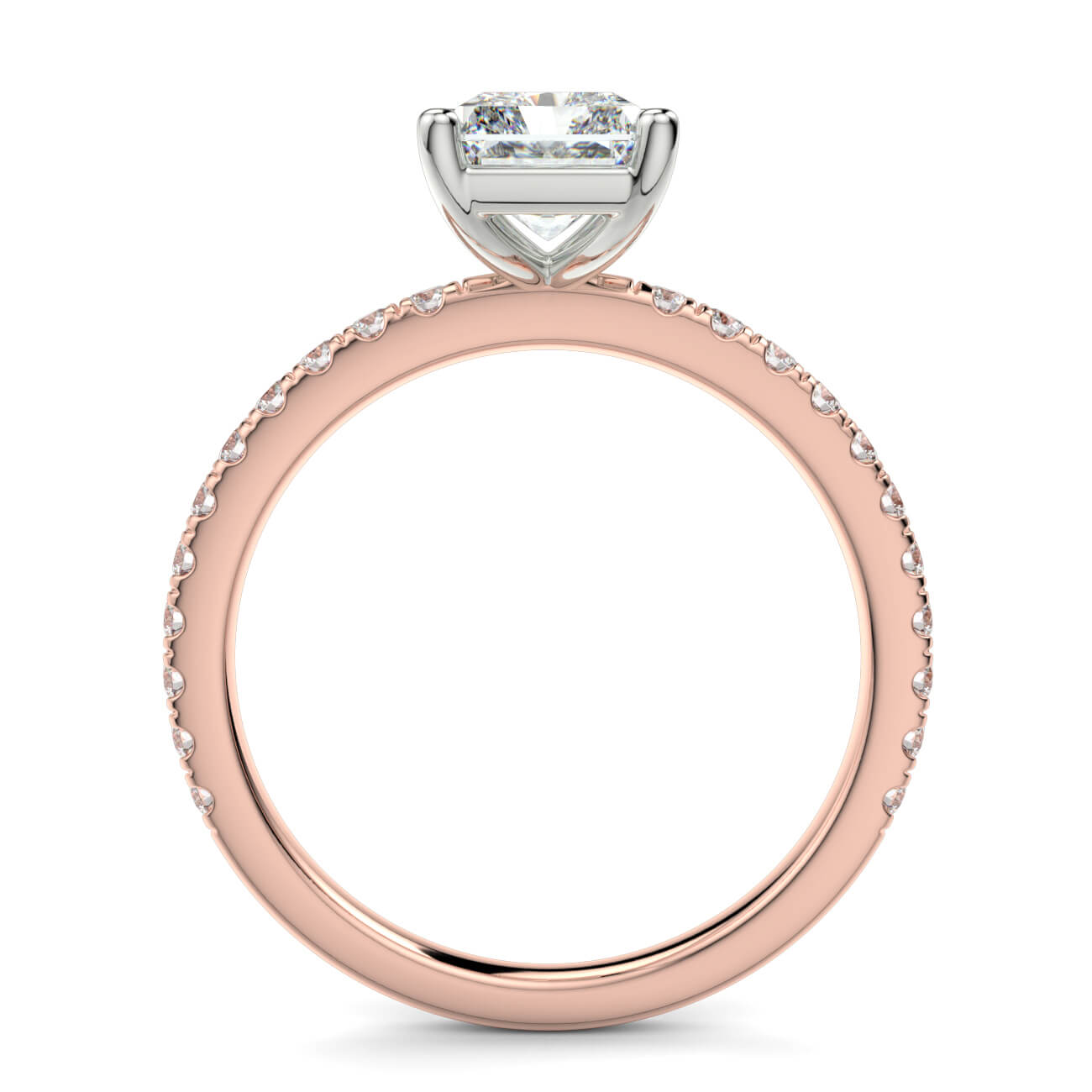 Classic Radiant Cut Pavé Diamond Engagement Ring in 18k Rose and White Gold – Australian Diamond Network