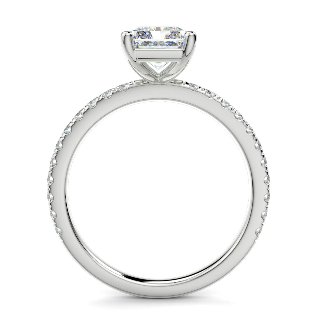 Classic Radiant Cut Pavé Diamond Engagement Ring in 18k White Gold – Australian Diamond Network