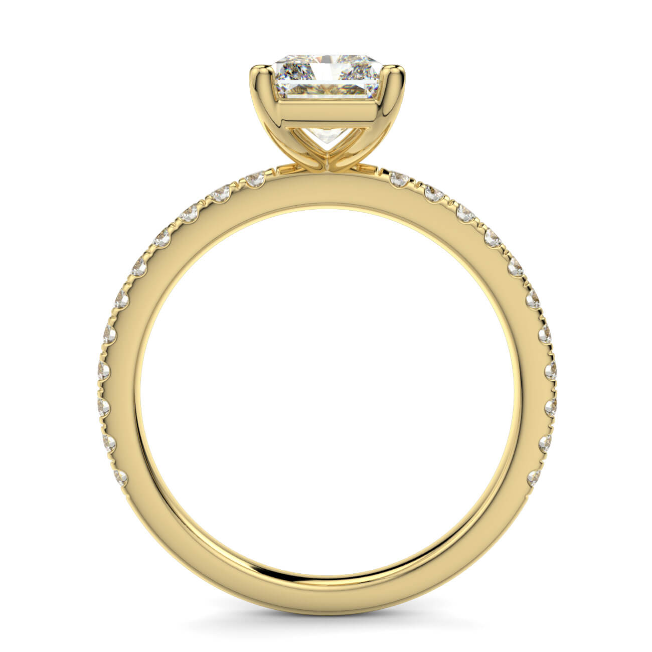 Classic Radiant Cut Pavé Diamond Engagement Ring in 18k Yellow Gold – Australian Diamond Network