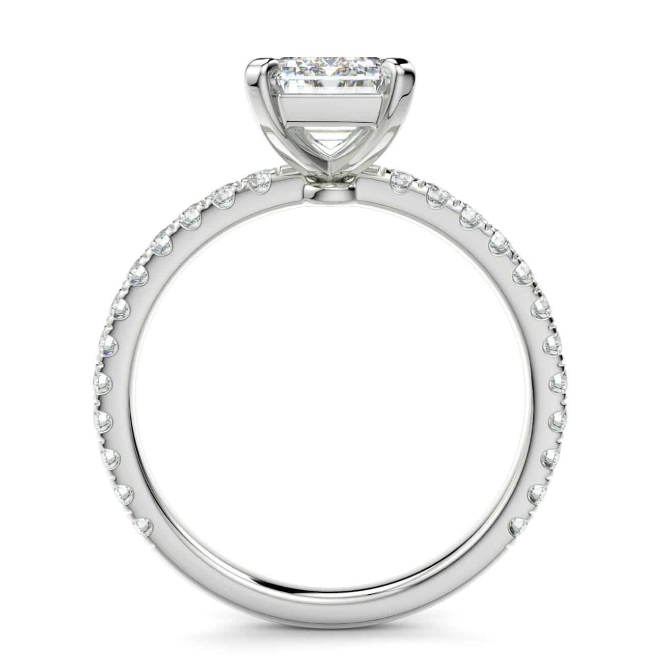 Delicate ‘Liat’ Emerald Cut Diamond Engagement Ring in 18k White Gold – Australian Diamond Network