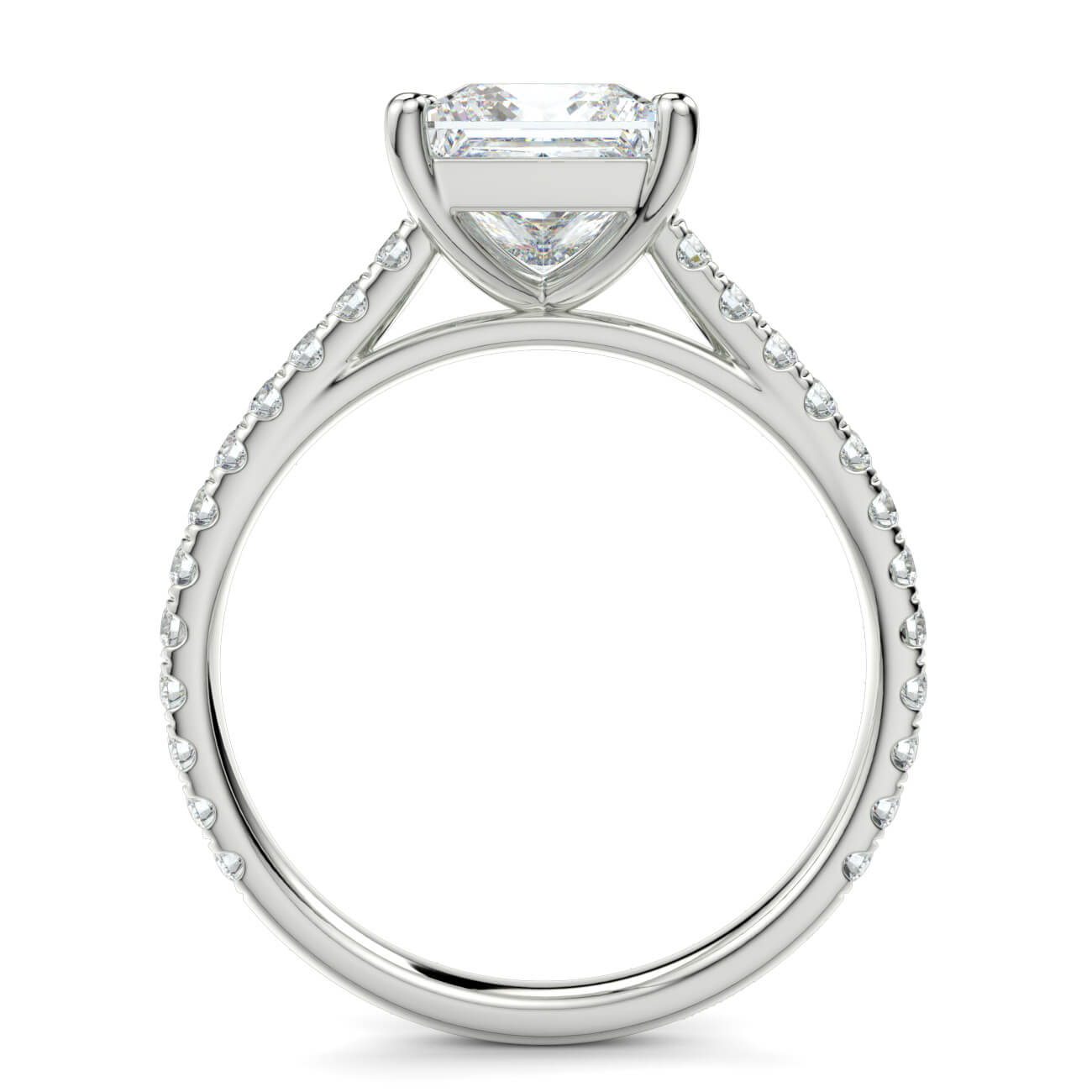 Princess Cut diamond cathedral engagement ring in white gold – Australian Diamond Network