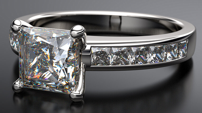 princess cut channel set diamond engagement ring platinum - Australian Diamond Network