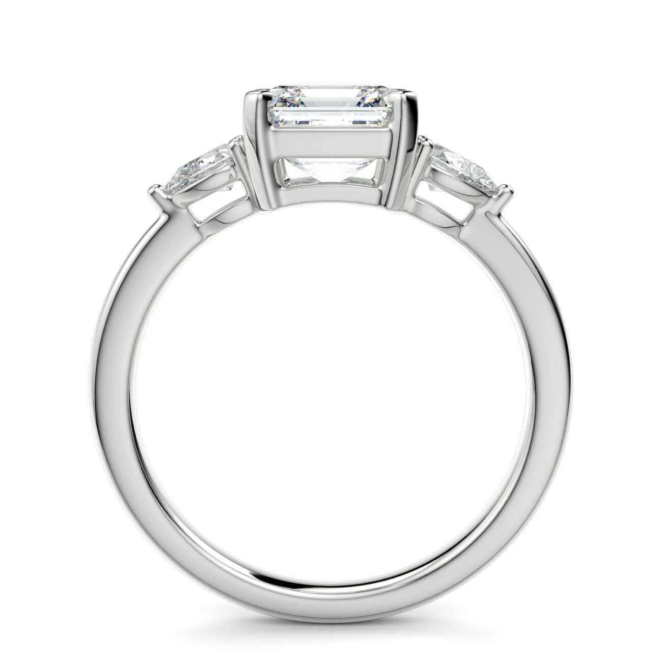 Asscher Cut Diamond Ring With Pear Shape Side Diamonds In White Gold – Australian Diamond Network