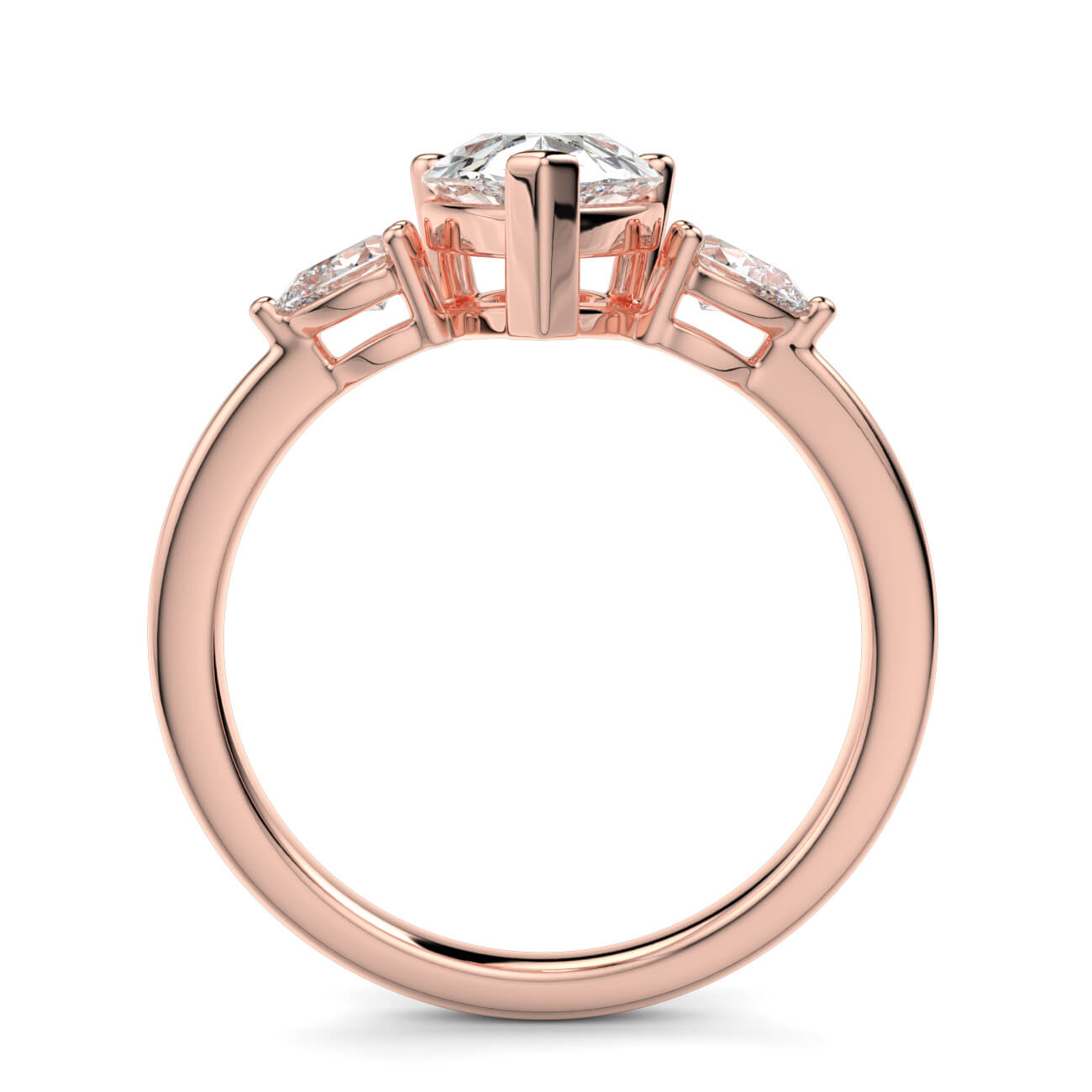 Pear Shape Diamond Ring With Pear Shape Side Diamonds In Rose Gold – Australian Diamond Network