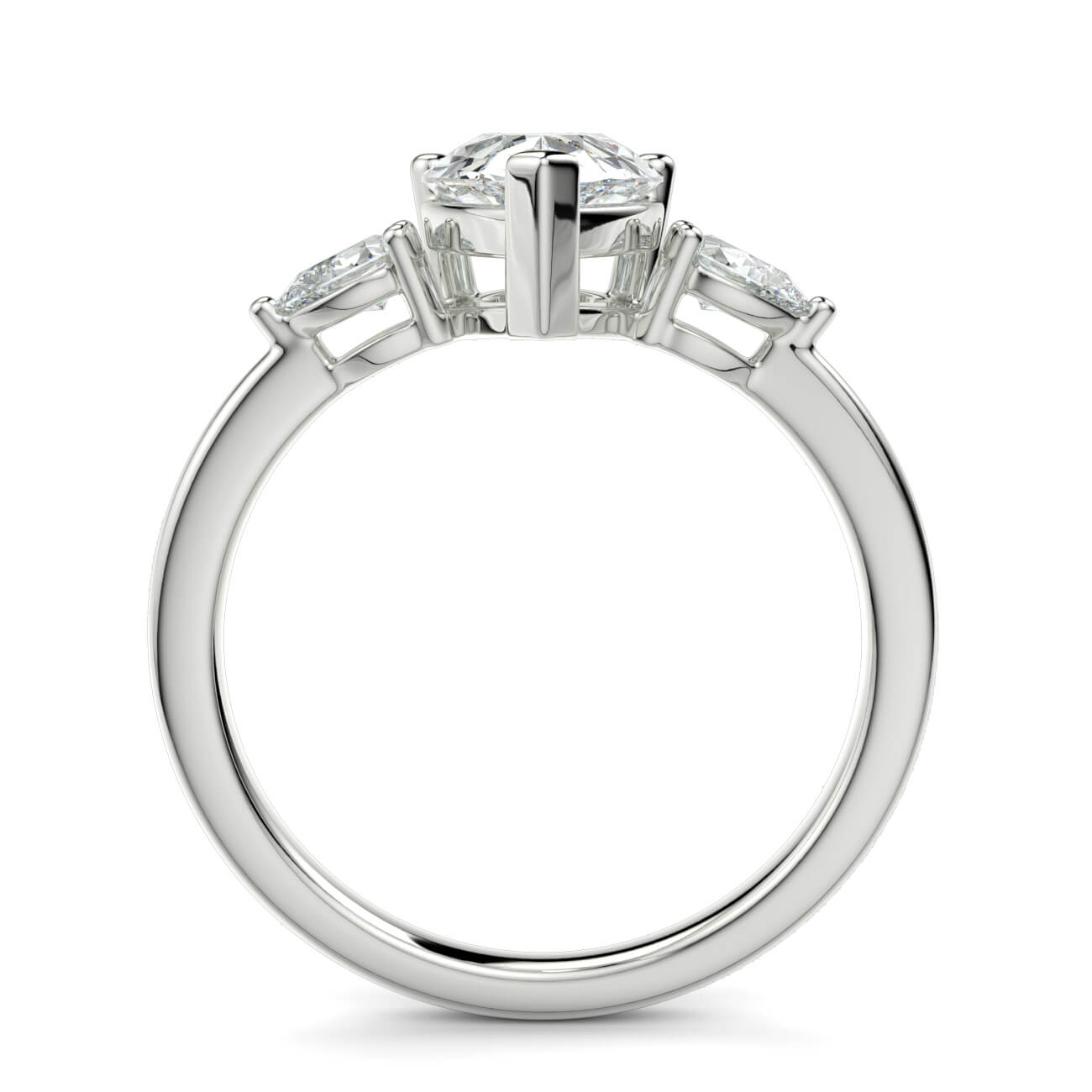 Pear Shape Diamond Ring With Pear Shape Side Diamonds In White Gold – Australian Diamond Network