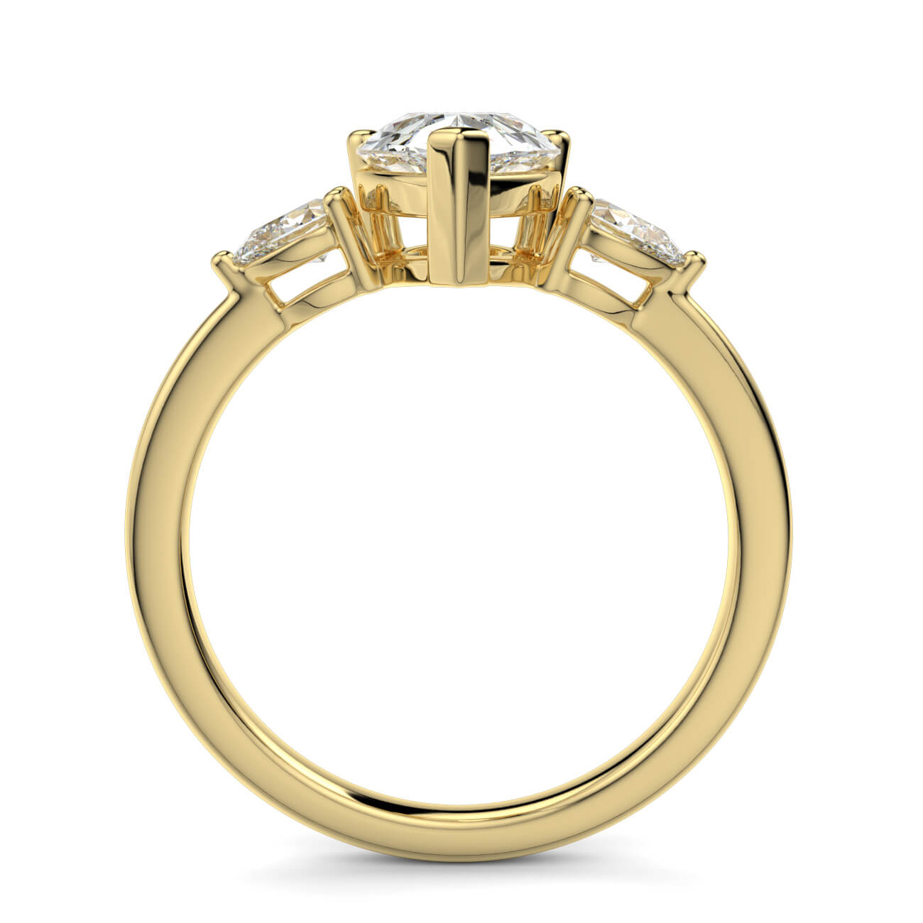 Pear Shape Diamond Ring With Pear Shape Side Diamonds In Yellow Gold – Australian Diamond Network