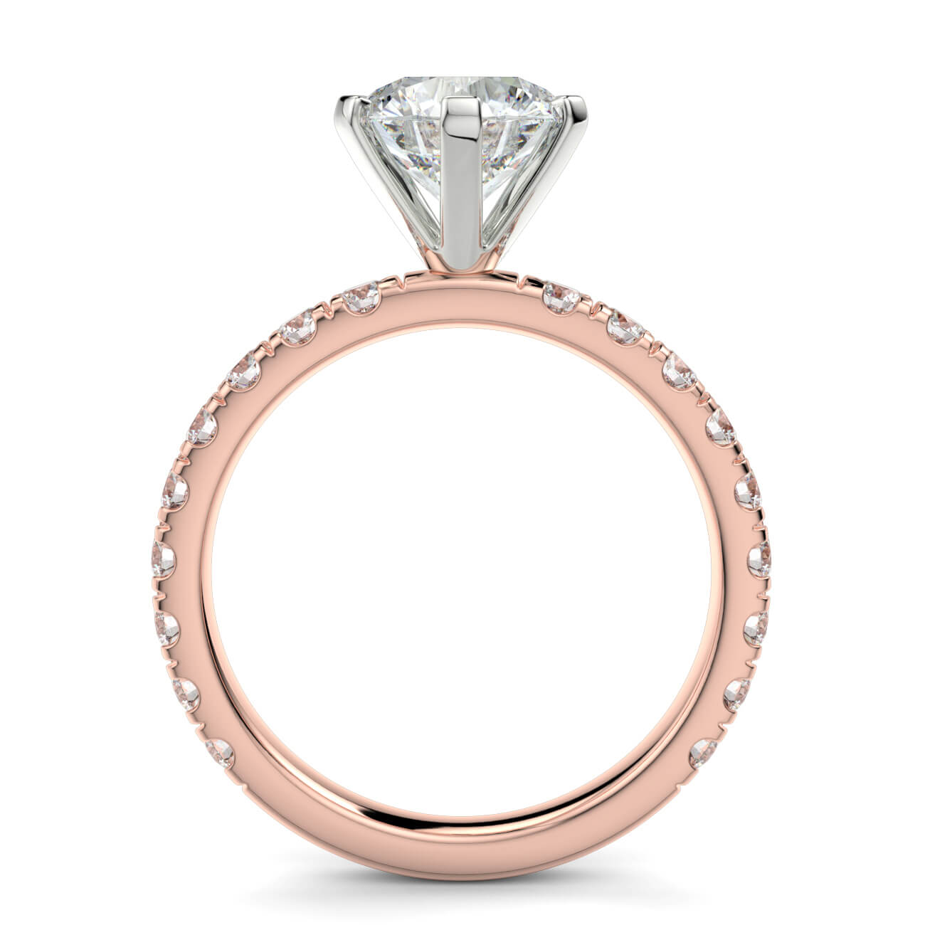 6 Claw Classic Pavé Diamond Engagement Ring in 18k Rose and White Gold – Australian Diamond Network