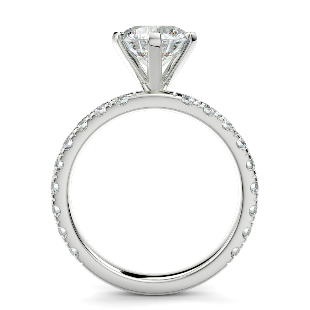 6 Claw Classic Pavé Diamond Engagement Ring in 18k White Gold – Australian Diamond Network