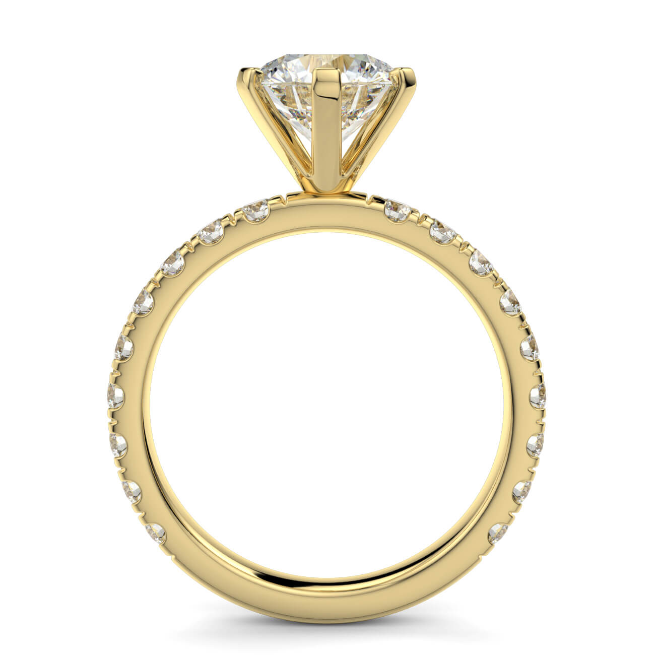 6 Claw Classic Pavé Diamond Engagement Ring in 18k Yellow Gold – Australian Diamond Network