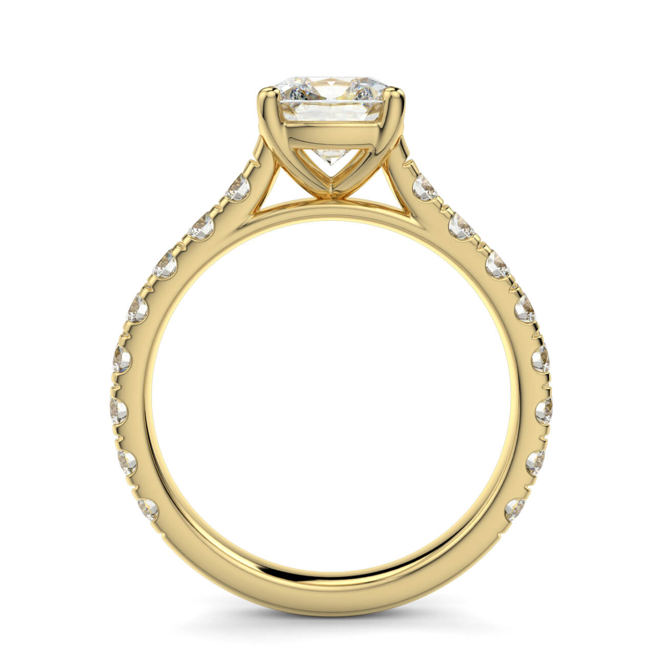 Prestige Cushion Cut Diamond Engagement Ring In 18k Yellow Gold – Australian Diamond Network