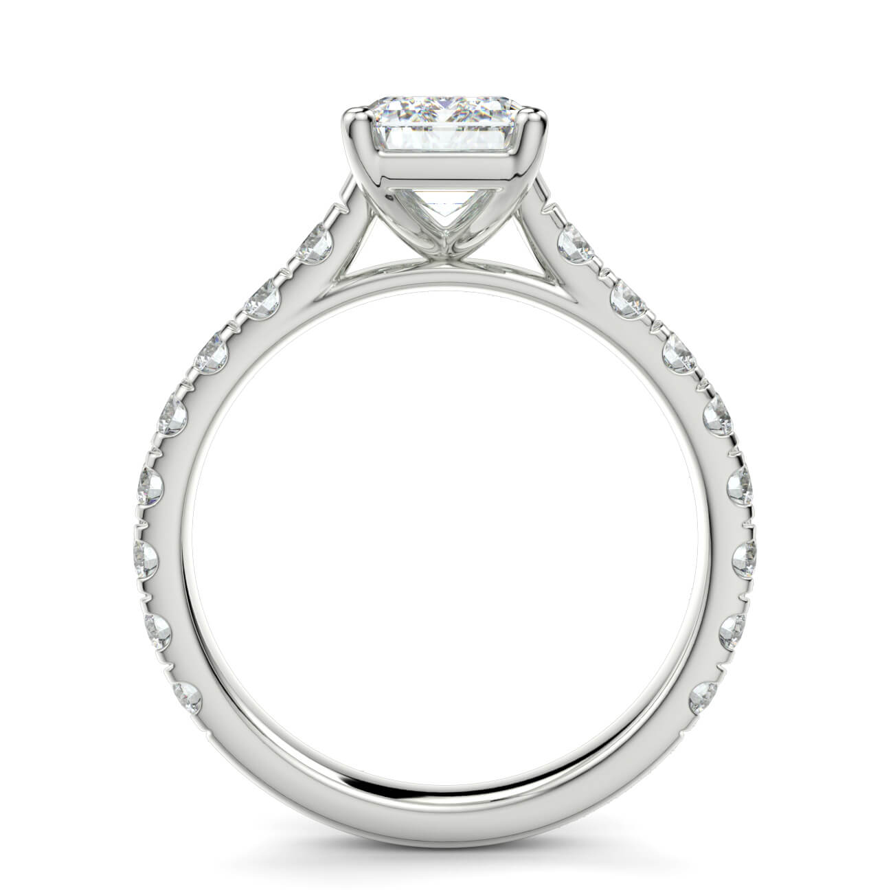Prestige Emerald Cut Diamond Engagement Ring In 18k White Gold – Australian Diamond Network