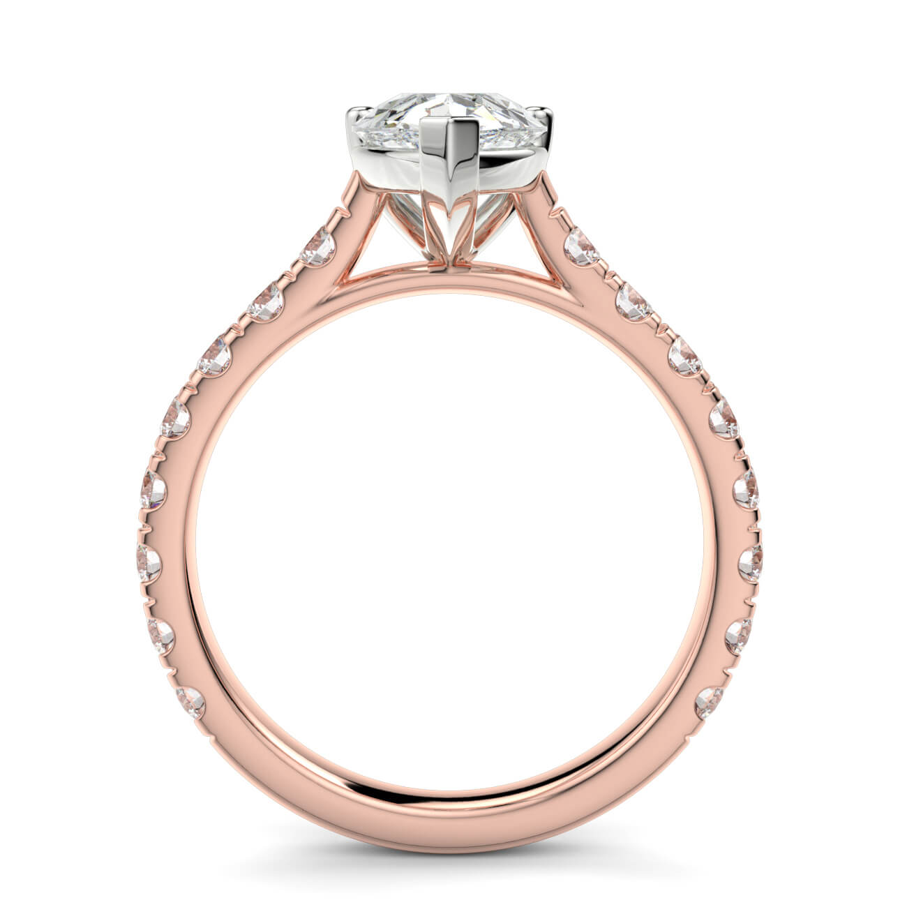 Prestige Pear Cut Diamond Engagement Ring In Rose and White Gold – Australian Diamond Network